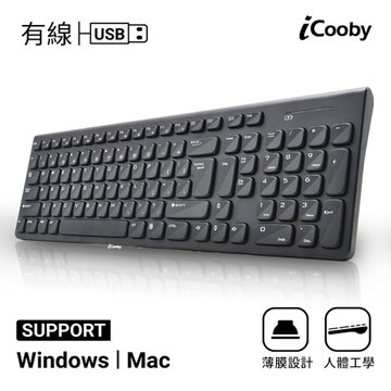 iCooby MKB-103/薄型靜音鍵盤/USB(黑)