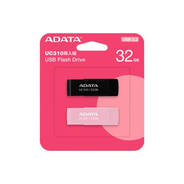 ADATA 威剛 UC310 32GB USB3.2旋轉碟兩入組(黑+粉紅)