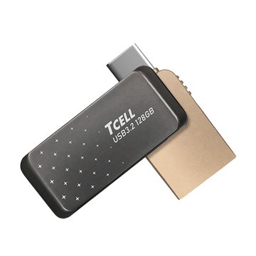 TCELL冠元 128G USB3.2TypeC/A雙頭OTG金屬碟繁星空黑