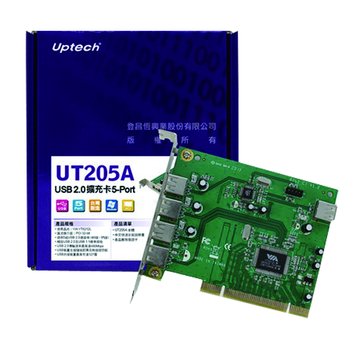Uptech UT205A 5埠USB2.0擴充卡PCI