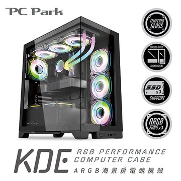 PC Park KDE ARGB海景房電腦機殼-黑
