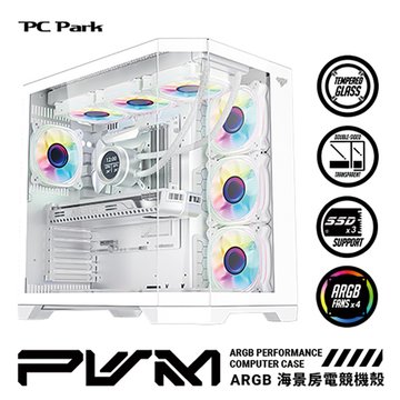 PC Park PVM ARGB海景房電競機殼/白