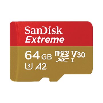 SANDISK Extreme microSD 64GB U3 A2 V30 記憶卡 (公司貨) (讀/寫速度: 170MB/80MB)