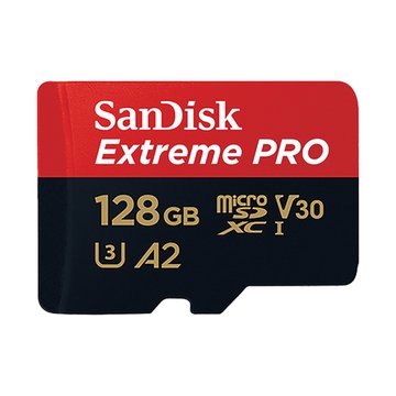 SANDISK Extreme PRO microSD 128GB U3 A2 V30 記憶卡 (公司貨) (讀/寫速度: 200MB/90MB)(附轉卡)