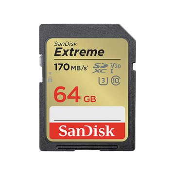 SANDISK Extreme SDXC 64GB U3 V30 記憶卡(公司貨) (讀/寫速度: 170MB/80MB)