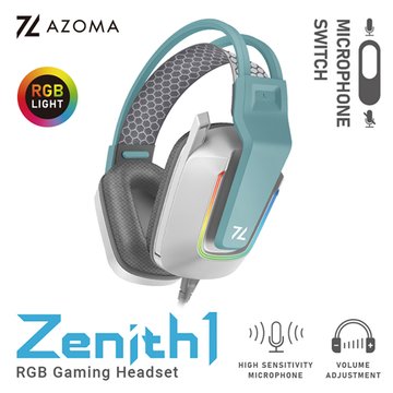 AZOMA Zenith1 RGB電競耳機麥克風(幻綠白)