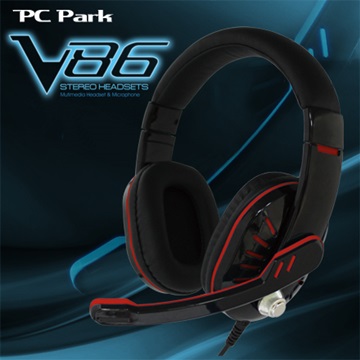 PC Park V86(烈焰紅)頭戴式耳機麥克風