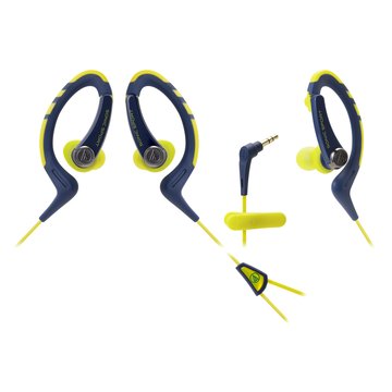 audio-technica 鐵三角SPORT1 NY(深藍黃)耳掛耳塞式運動耳機