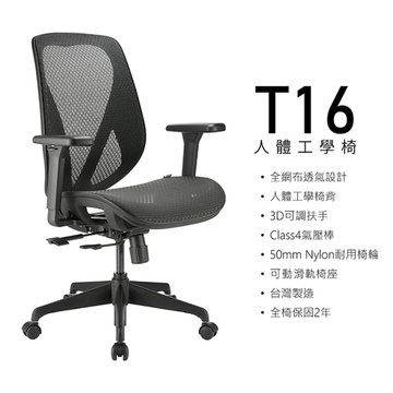 i-rocks 艾芮克T16 人體工學網椅(黑)(免費宅配)