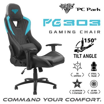 PC Park PG-303 電競椅/靛耀黑(免費宅配不組裝)