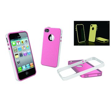  AproLink iPh4S 兩件式夜光(粉紅底,白框)