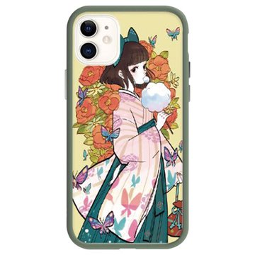 DEVILCASE 惡魔鋁合金iPhone 11日式系列/大正少女樁花-深綠
