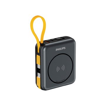 PHILIPS 飛利浦 磁吸帶線半固態行動電源10000mAh霧黑DLP9221SB