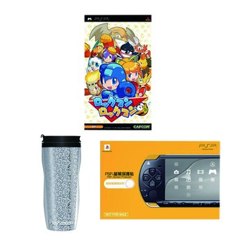 SONY PSP 洛克人加強+多樂貓水杯+保護貼