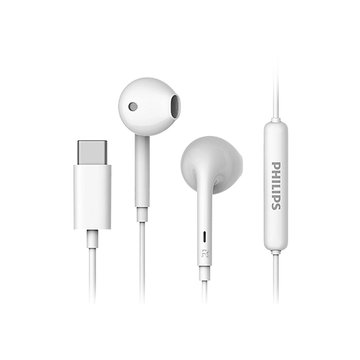 PHILIPS 飛利浦 強力低音耳塞式Type C耳機(白) 