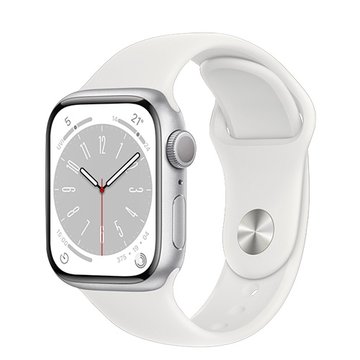 APPLE 蘋果 Watch S8 GPS 45mm銀色鋁金屬錶殼+白色運動型錶帶