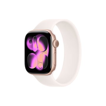 APPLE 蘋果Watch Series 11(GPS)；42公釐玫瑰金色鋁金屬錶殼；淡胭粉色運動型錶帶(MEU04TA/A)-S/M