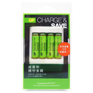 GP 3號低自放充電池4入+USB充電器 ReCyKo