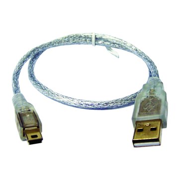 I-WIZ 彰唯 USB A公/迷你5PIN鍍金透明線3M 電腦-Mini5pin