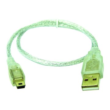 I-WIZ 彰唯USB2.0 A公/迷你5PIN鍍金透明線1M 電腦-Mini5pin