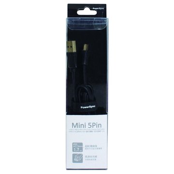PowerSync USB2.0 A公/Mini5P 1.2M扁線