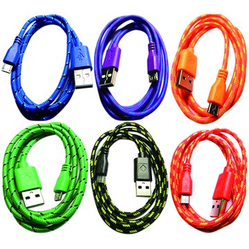 I-WIZ USB2.0 A公/Micro B 公 1M彩棉質線