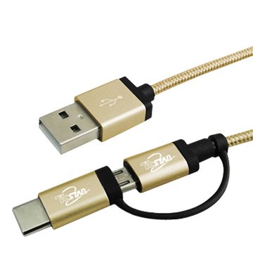 T.C.STAR Type-C+MicroB/USB 1M 2合1線