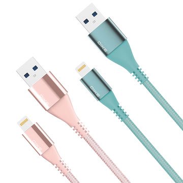 DIKE 磐達電子USB2.0A公/Lightning 1.2M(粉紅/粉藍)