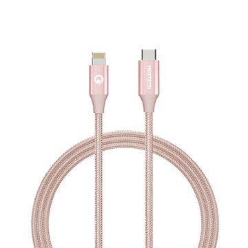 MOZTECH Type-C to Lightnin 編織傳輸充電線1.2M (粉) 手機Apple系列