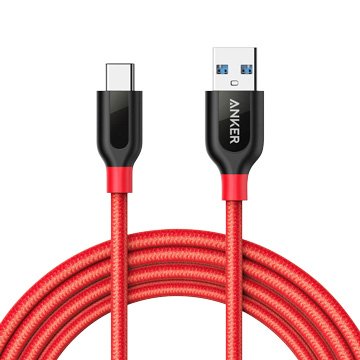 ANKER USB3.0 Type-C 抗強拉編織線 1.8M (紅)