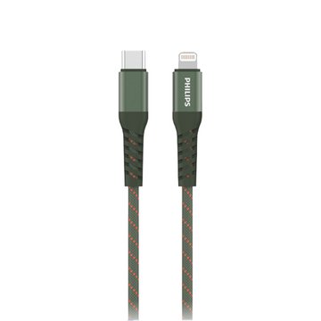 PHILIPS 飛利浦 DLC4588VG Type-C to Lightning 不打結磁吸收納線(綠) 1.5M 手機Type-C系列