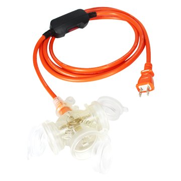 PowerSync 二孔式一擴三帶燈防潑水動力延長線 10M