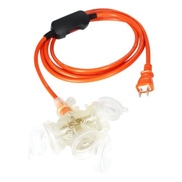 PowerSync 二孔式一擴三帶燈防潑水動力延長線 15M