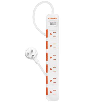 PowerSync 一開六插滑蓋防塵防雷擊延長線 2.7M