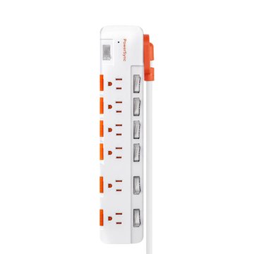 PowerSync 群加 (客訂品)TR76D927 七開六插防雷防塵大間距延長線 2.7M 白 3孔延長線