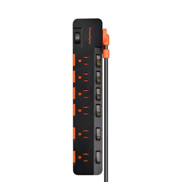 PowerSync 群加 (客訂品)TR76D027 七開六插防雷防塵大間距延長線 2.7M 黑 3孔延長線