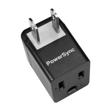 PowerSync 群加 三轉二 L型電源轉接頭 (黑-1入) 轉接.擴充插座