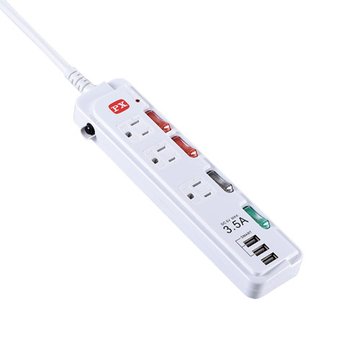 PX 大通 PEC-343U6 超大電流USB電源延長線四開三插1.8M 3孔延長線