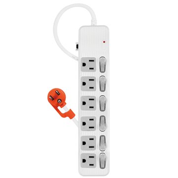 PowerSync 六開六插 抗搖擺防雷擊1.8M (白) 366AN901