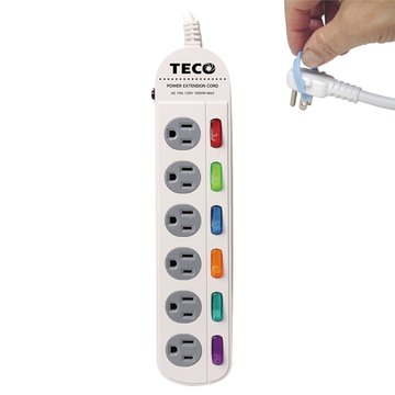 TECO 六開六插延長線 1.8M