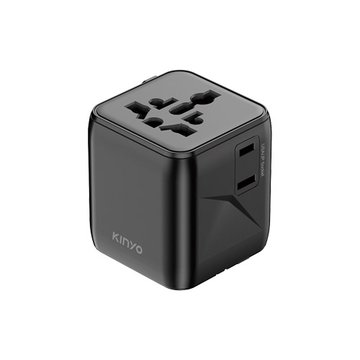 KINYO 金葉MPP-3500B 迷你萬國轉接頭(附2pin插座x2) 黑 旅行用轉接頭