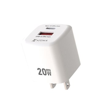 AZOMA GAN08-20W氮化鎵2埠迷你快充 充電頭/新月白 電源轉接頭