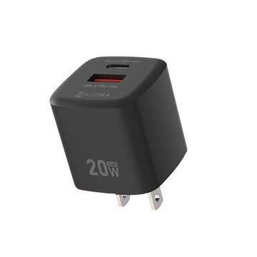 AZOMA GAN08-20W氮化鎵2埠迷你快充 充電頭/深鉛黑 電源轉接頭