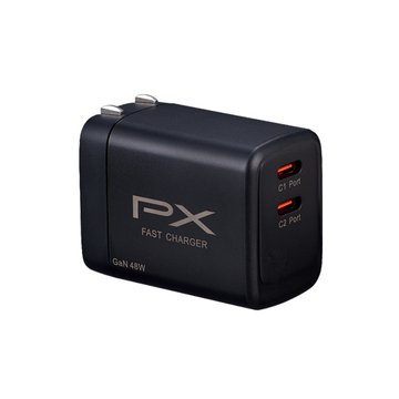 PX 大通 PWC-4802B 氮化鎵48W PD快充頭/黑 (2C) PD快充 筆電直充 USB充電器