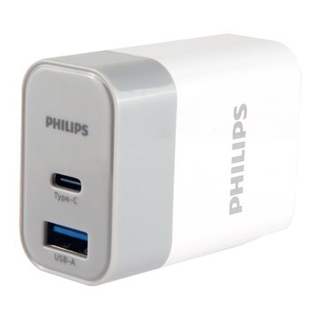 PHILIPS 飛利浦Type-C(PD) + USB 雙孔充電器 DLP4320C 電源轉接頭