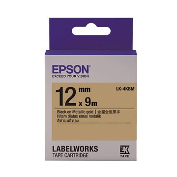 EPSON 愛普生LK-4KBM(12mm)金底黑字金銀標籤帶