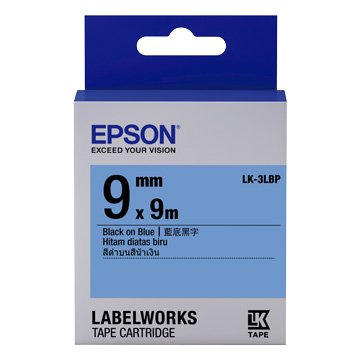 EPSON 愛普生 LK-3LBP(9mm)藍底黑字標籤帶