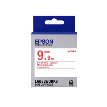 EPSON 愛普生 LK-3WRN(9mm)白底紅字標籤帶