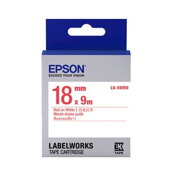 EPSON 愛普生 LK-5WRN(18mm)白底紅字標籤帶