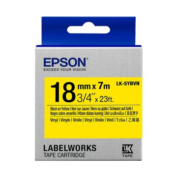 EPSON 愛普生 LK-5YBVN(18mm)黃底黑字耐久型標籤帶